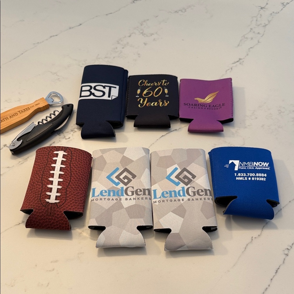 Koozie Can Cooler bundle and openers